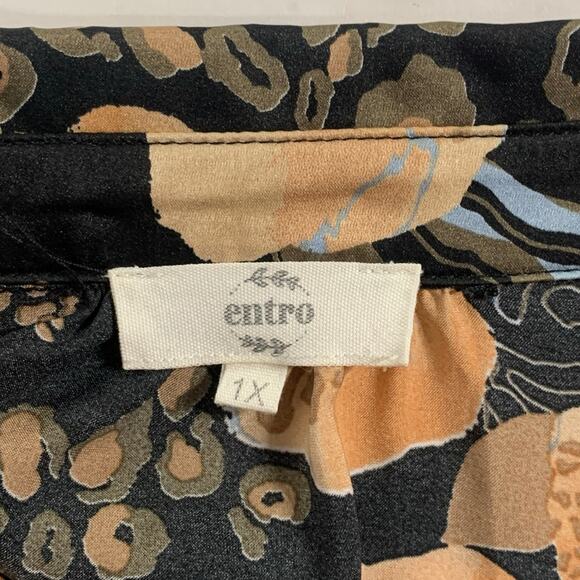 Entro 1X Never Looked Over Tunic Dress In Black Curves Abstract Floral - Picture 3 of 10